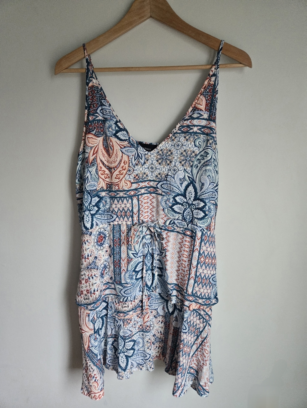 MINKPINK Blue & Peach Paisley Print Sundress